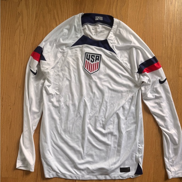 Nike Men's White and Navy USA Soccer Jersey USMNT long sleeve Dri-Fit official - Picture 1 of 4